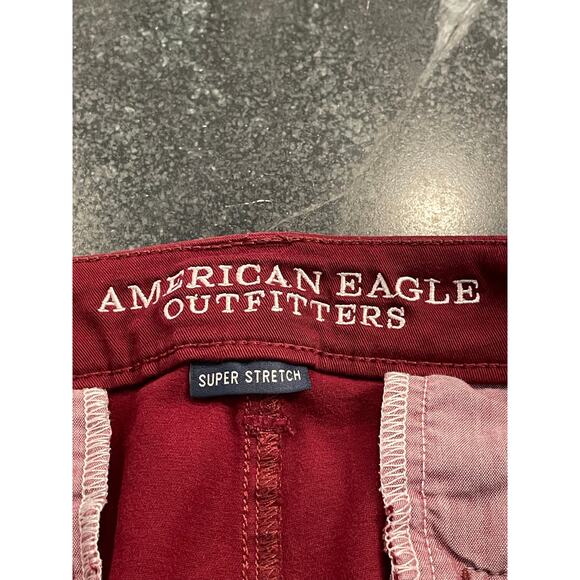 American Eagle Outfitters Maroon Red Twill skinny pant 18 - Picture 3 of 10